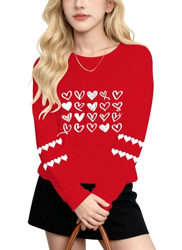 Image of Valentines Shirts for Girls Toddler Cute Love Heart Long Sleeve Casual Tee Tops