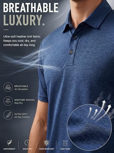 Image of OYGSieg 6 Pack Mens Polo Shirst Short Sleeve Collared Golf Polos