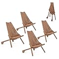 VINGLI FSC Acacia Wood Folding Outdoor Chairs Set of 4,Weather-Resistant Wooden Folding Chairs Patio Chair Furniture Comfy Adirondack Chairs Lounge Chair for Deck Fire Pit Porch Camping,Up to 350LBS