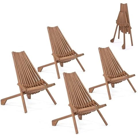 VINGLI Acacia Wood Folding Chairs Set of 4 Cover