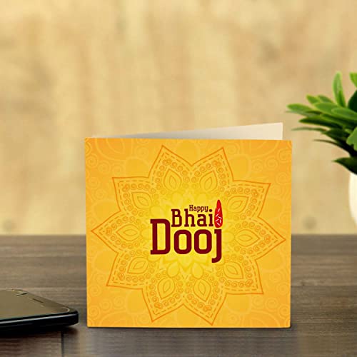 Image of TIED RIBBONS Bhai Dooj Gift Set for Brother with Chocolate - Ferrero Rocher Chocolates with Greeting Card and Kalawa Moli Roli Chawal Tika Hamper Pack