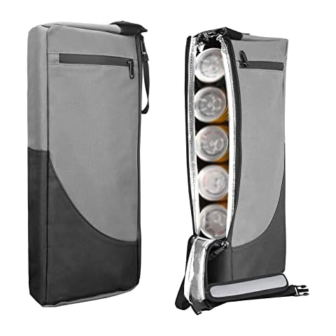 WITSTEP Insulated Beer Cooler for Golf Bag, Holds 6 Cans or 2 Wine Bottles, Grey-Black, Portable and Durable Cover