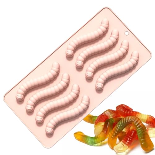 Moldes De Silicona Para Caramelos | Moldeadora De Fondant De Gusano Para Chocolate | Utensilios De Cocina Antiadherentes Para Postres | Halloween Cumpleaños Navidad Fiesta Chuche Gominola Galleta