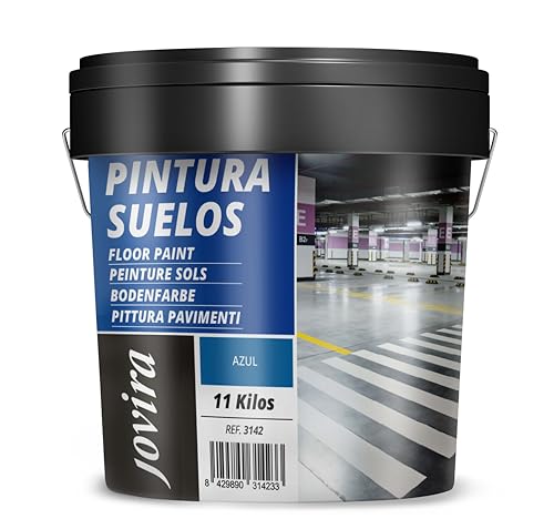 JOVIRA PINTURAS Pintura Suelos, Garajes y Pavimentos Deportivos -11 KG- en general, acabado Mate. Protege y decora las superficies de hormigón, cemento y asfalto. (11 Kg, Azul) A-15D