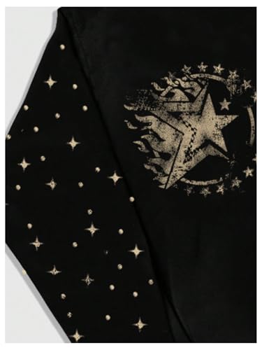 WDIRARA Men's Star Graphic Zip Up Long Sleeve Hoodies Vintage Grunge Drawstring Hooded Oversized Sweatshirt3