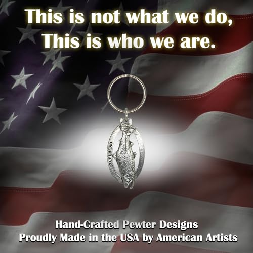 Image of Steelhead Male Keychain Pewter Keychain, F032KC