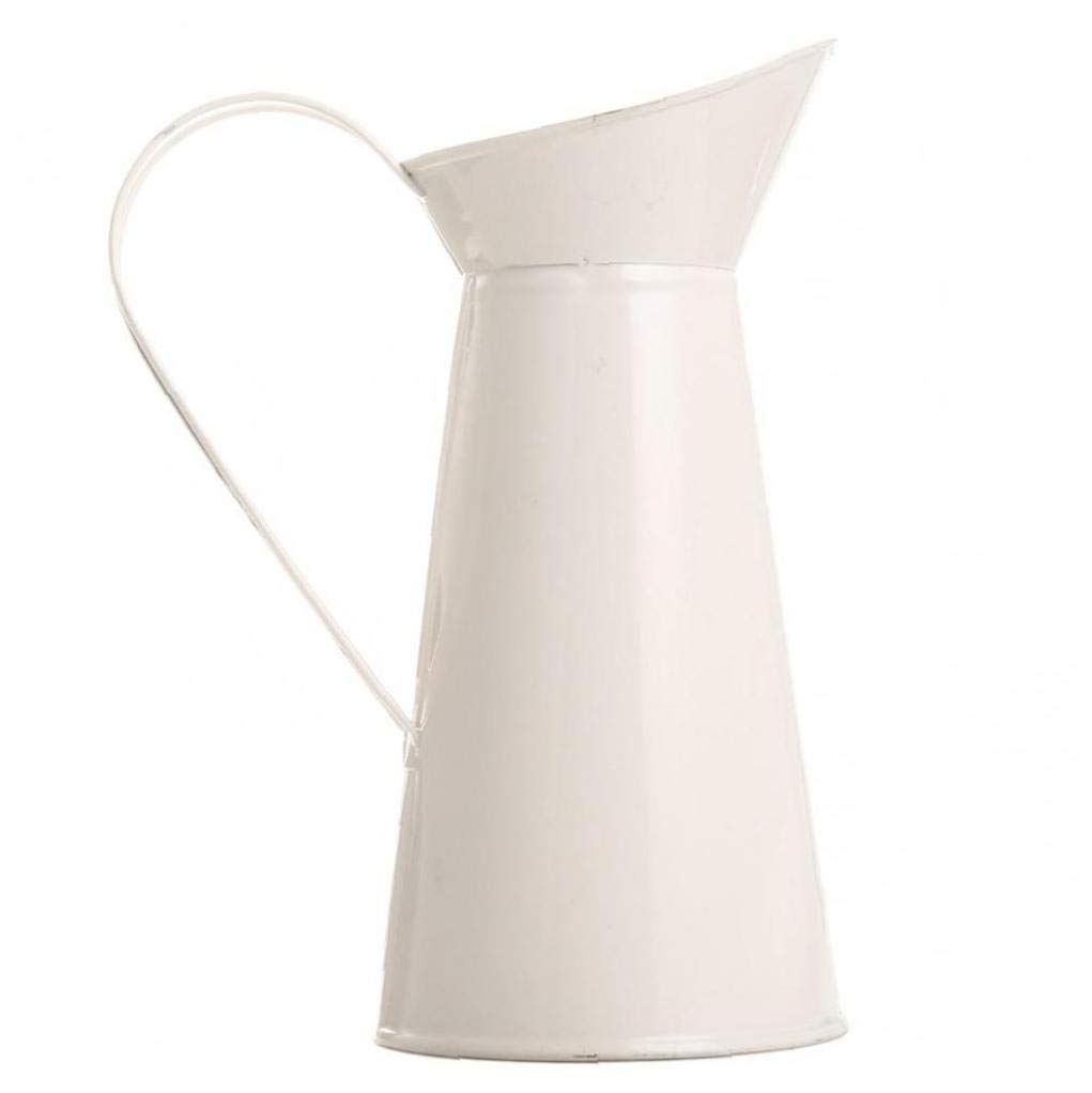 Pinicecore Cream Vintage Tall Metal Shabby Chic Vase Pitcher Jug Flower Container For Wedding Home Decor