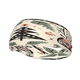 Firebao Native American Southwestern Navajo Art Sweat Resistant Headband,Fashionable Sports Headscarf, Hair Band, Breathable Sweat Wicking Fitness Equipment Headbands for Women Men, Black