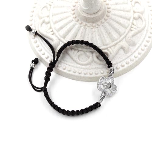 Image of 100 Languages I Love You Bracelet Necklace Heart Projection Bracelets Adjustable Braided Rope Friendship Love Gifts for Mom Best Friends