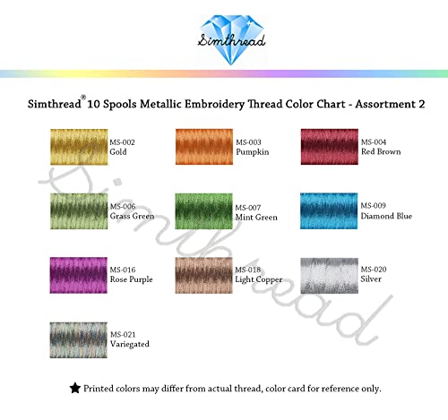 Simthread 10 Essential Colors Shiny Metallic Embroidery Machine Thread Kit 500M(550Y) For Computerized Embroidery And Decorative Sewing - Essential 2 #TOP5