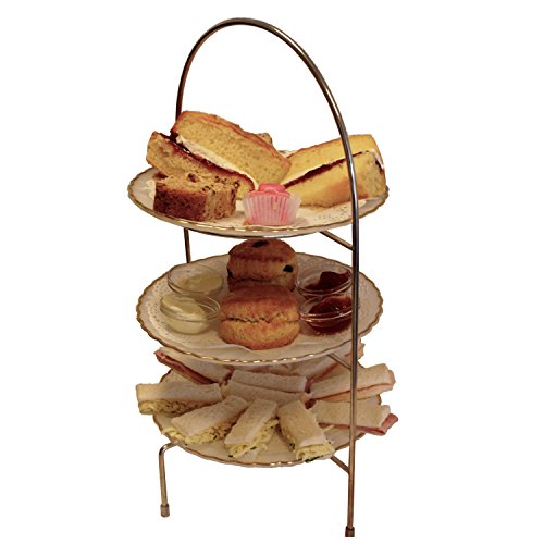 Chef-Hub Medium 3 Tier Round Stainless Steel Afternoon Tea Stand, Cake Patisserie, Muffins, Fits Plates Up to 21cm