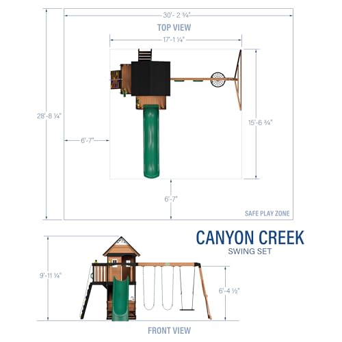 Backyard Discovery Canyon Creek Cedar Wood Swing Set with Wave Slide, Clubhouse, Play Kitchen, Picnic Area, Belt Swings, Web Swing, Rock Wall, Balconies, Playhouse, Step Ladder, Outdoor Playset - image 3