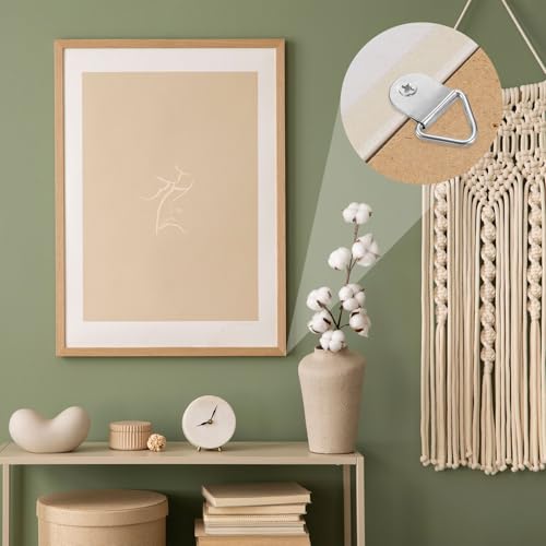 Image of uxcell 100Pcs Picture Hangers, Triangle Ring Picture Frame Hook, Frame Backing Fasteners with 100 Pcs Screws for Hanging Clock Paintings Pictures, Silver