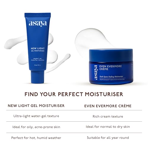 Image of Asaya New Light Gel Face Moisturiser for Oily Skin with MelaMe to Visibly Fade Dark Spots| Reduces Dark Spots in 14 Days | Hyaluronic Acid & Ceramides | 80gm
