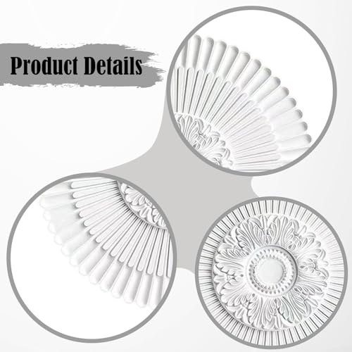 Rosetón de techo de PU de 40 cm para lámparas y decoración 3