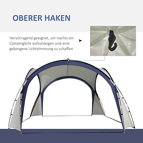 Outsunny campingtent tuintent feesttent partytent zonwering weerbestendig glasvezelstang + polyester crèmewit + blauw 3,5 x 3,5 x 2,3 m - Afbeelding 5