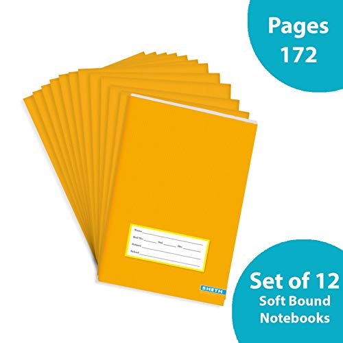 Shethbooks Nigam Single Line Long Note Book 172 Pages Soft Bound 16.5 X 27 Cm(Set Of 12)|58 Gsm Paper|Exercise Book|Saddle Stitch Binding|Center Stapled Binding|Brown Cover|School Notebook|Dozen Packing [Paperback] Sheth