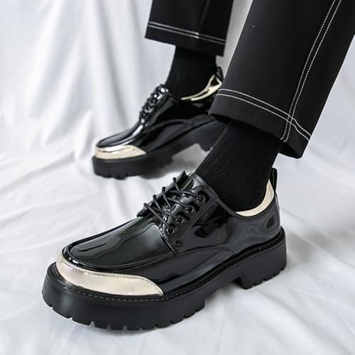 Men's lace - up Round - Toe Chunky - Heel flanged - Sole Thickened Soft - Sole Derby Casual Shoes, Classic Work Office Business Formal Shoes4