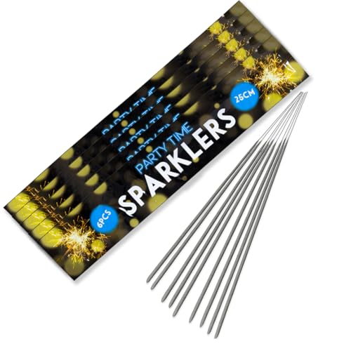 Hand-Held Sparklers 25cm - 5 Packs of 6 - Ideal for Bonfire Night Halloween Christmas and New Year Celebrations - Total of 30 Sparklers