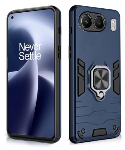 Image of WOW IMAGINE Shock Proof Back Case Mobile Cover for 1+ OnePlus Nord 4 5G | Back Cover Case (Tough Armor | Hybrid PC + TPU | Ring Holder & in-Built Kickstand | Blue)