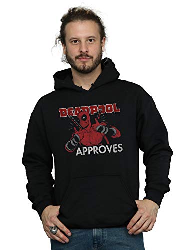 Marvel Men's Deadpool Approves Hoodie Black XXXXX-Large
