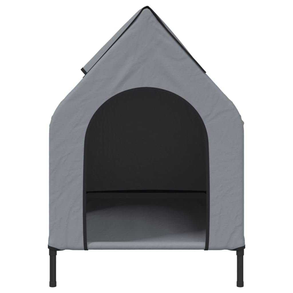 Hellgraue Hundehütte aus Oxford-Gewebe mit pulverbeschichtetem Stahlgestell, 110x75x107 cm, wetterfestes Outdoor-Zelt mit atmungsaktivem Dach, ideal als Rückzugsort und Schlafplatz im Garten