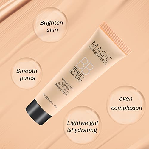Boobeen Hydrating Bb Cream, Full-Coverage Foundation&Concealer, Color Correcting Cream, Tinted Moisturizer Bb Cream For All Skin Types - Evens Skin Tone（2 Pcs） #TOP2