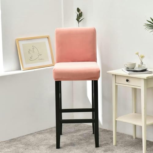 Coprisedia per sgabello da bar con schienale, coprisedia elasticizzato in velluto a pelo corto tinta unita, coprisedia per sala da pranzo, per cucina, bancone per colazione, sedie da pub (Claret, - 2