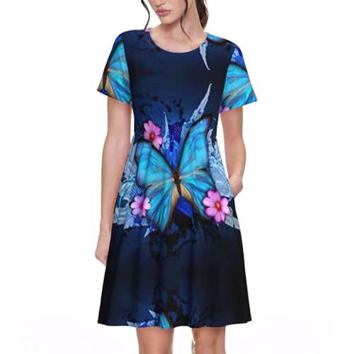 Robe d'été décontractée avec poches latérales et coupe trapèze confortable