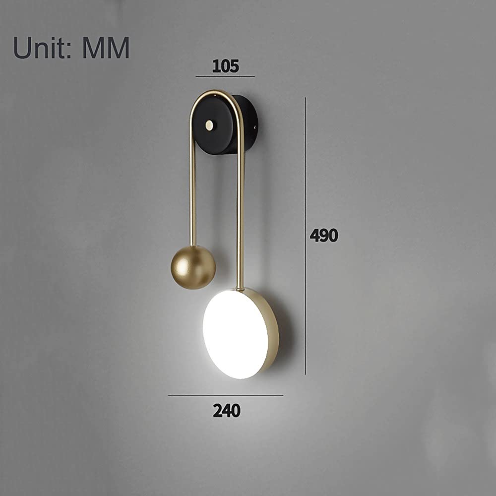 Kreatywne kinkiety w stylu zegara wahadłowego, korpus lampy LED Den z żelaza + akrylowy abażur, kinkiety, prosty metal do salonu