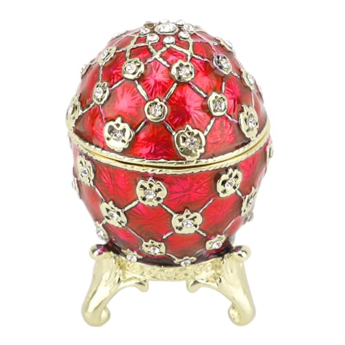 Abrazo del Cofre del Tesoro, Caja de Pan de Biblot Vintage Exquisita en Forma de Huevo para la Boda (rojo)