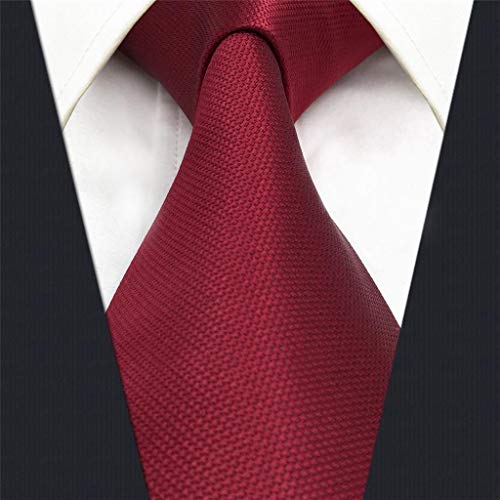 S&W SHLAX&WING Conjunto de gravatas de seda de casamento vermelho sólido para homens com quadrado de