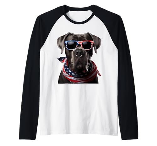 American Cane Corso Dog 4 de julio Incependence Day Dueño Camiseta Manga Raglan