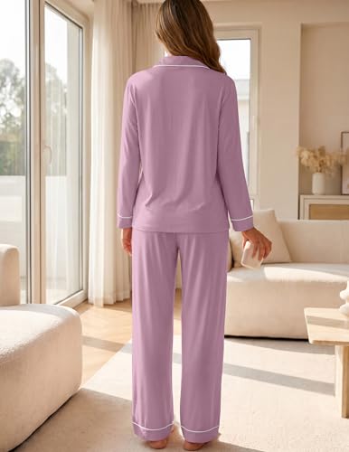 Image of ZMJ Womens Pajamas Sets 2 Piece Long Sleeve and Pant Pj Sets Button Up Sleepwear
