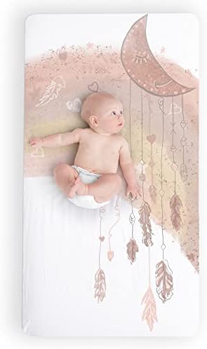 JumpOff Jo - Fitted Crib Sheet, Super Soft 100% Cotton Sheet for Standard Crib Mattresses and Toddler Beds, 28 in. x 52 in, Storytelling Designs - Rainbow Dream Catcher