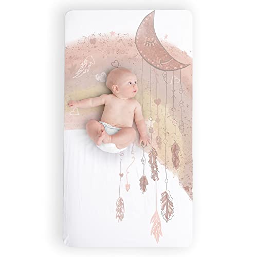 Jumpoff Jo - Fitted Crib Sheet, Super Soft 100% Cotton Sheet For Standard Crib Mattresses And Toddler Beds, 28 In. X 52 In, Storytelling Designs - Rainbow Dream Catcher #TOP5