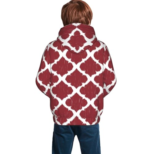 Red Moroccan Kid Hoodies Boys Sweatshirts Girls Pullover with Pocket4