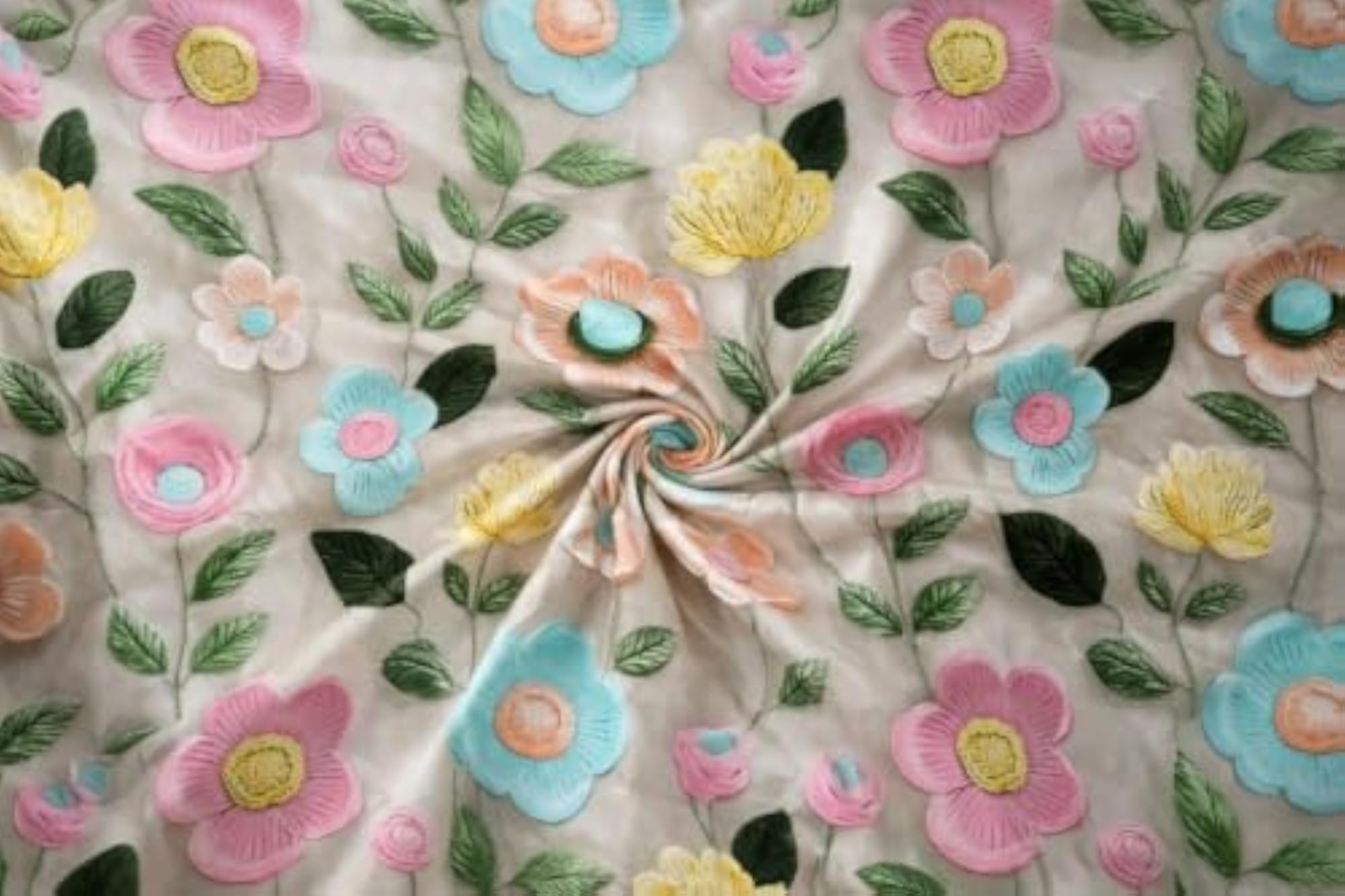 7D Printed Floral King Size Fitted Bedsheet with 2 Pillow Covers