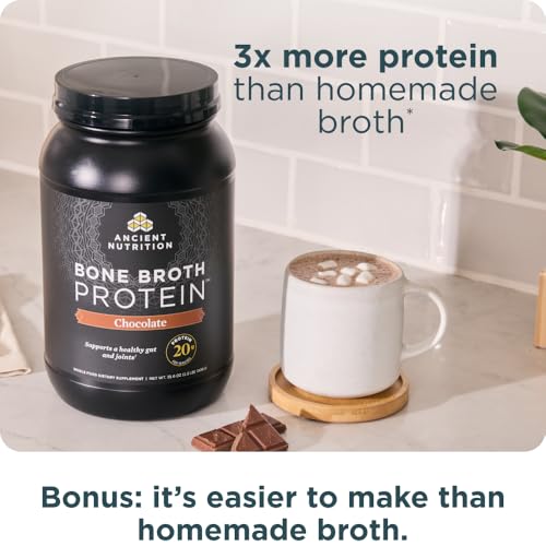 Ancient Nutrition Grass Fed, Cage Free, Bone Broth Protein Powder, 20g Protein, Hydrolyzed Collagen Peptides, Keto & Paleo Friendly, Supports Joint, Gut Health, Chocolate, 40 Servings - Image 6