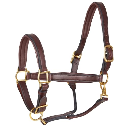 SmartEquine Soft Padded Leather Halter, Havana, Horse Size