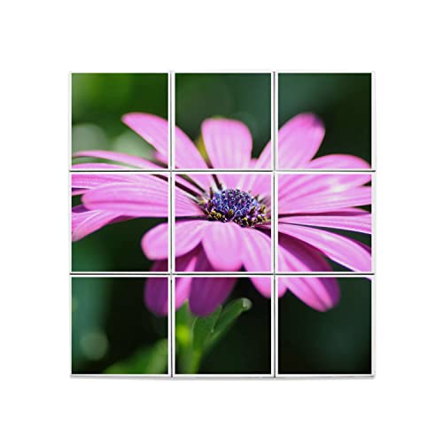 Carreaux céramique décoratifs 15,2x15,2 cm motif fleur mauve lot de 9