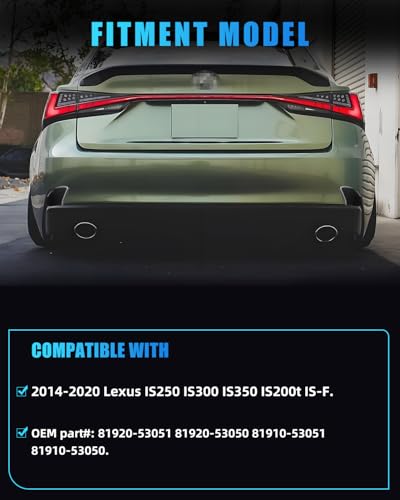 Image of Rear Bumper Reflector Compatible with Le-xus is IS250 IS300 IS350 IS200t is-F 2014-2020, [IP67 Waterproof] Rear Bumper Reflector Cover [No Bulbs], 2 PCS, Smoked Lens