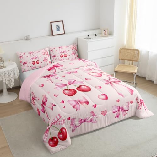 Edredón matrimonial de acuarela con lazo Feelyou y 2 fundas para cama infantil 6