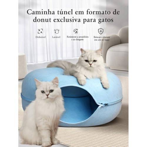 Cama Túnel Donuts Para Gato Grande Casinha Pet Feltro Rosquinha Toca Gatos Cães Pneu