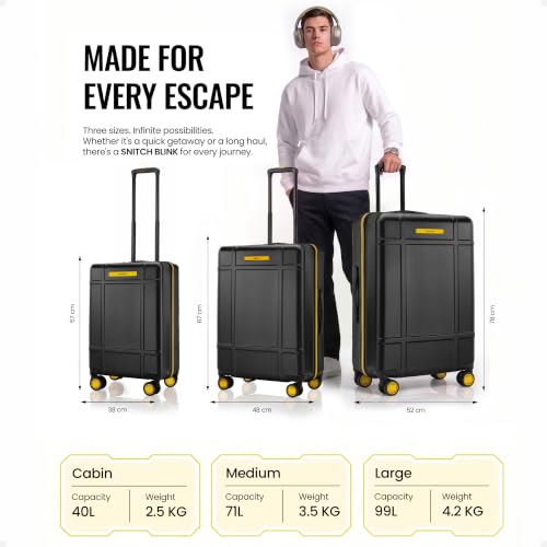 Image of SNITCH Blink Cabin Size Grey Polycarbonate Hard Travel Suitcase - Trolley Bag Small & Luggage with 8 Wheels, Premium Lock, Wet & Dry Pouch & Free Shoe Bag