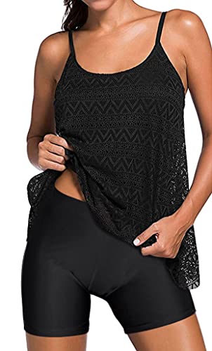 Octopus Figurformande badkläder i stor storlek tankini set med hotpants storlek 34–66 f5683, Tankini svart, hotpants svart T18 (sw), 44 SE