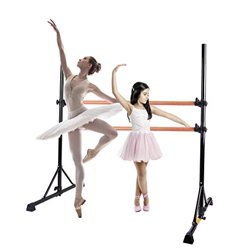 Z ZELUS Barra de Ballet Portátil 79 cm-152 cm Barra de Ballet Doble para Niños Barra de Ballet Ajustable Ballet Barre de Alta Resistencia para el Hogar (Negro)