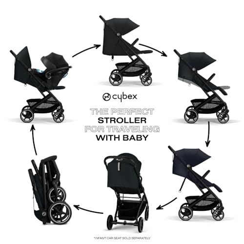 Cybex Beezy 2 Stroller - Lightweight Baby Stroller, Compact Fold, Compatible with all Cybex Infant Seats, Stands for Storage, Easy to Carry, Multiple Recline Positions, Travel Stroller - Magic Black by Cybex - Image 3