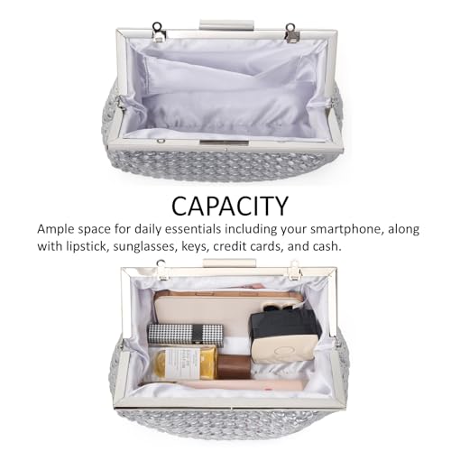 Image of DETARA Woven Evening Bag Clutch Purses for Women Fashion PU Leather Crossbody Purse for Wedding Party and Prom