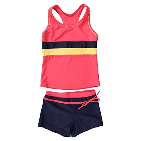 JerrisApparel Girls Little Summer Two Piece Hort Tankini Kids Swimsuit Cover